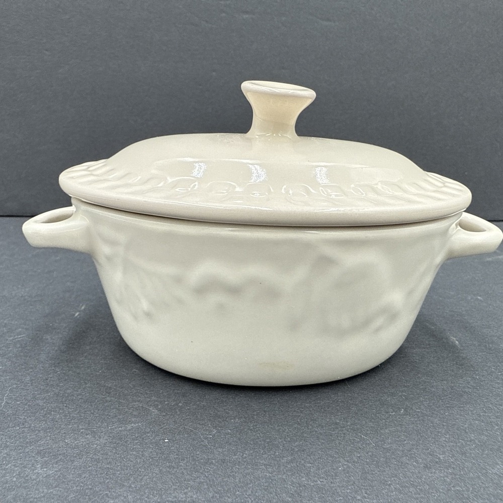Vintage SIGNATURE Pottery Small Crock w/Lid 5‎ 3/4"casserole Serving Dish